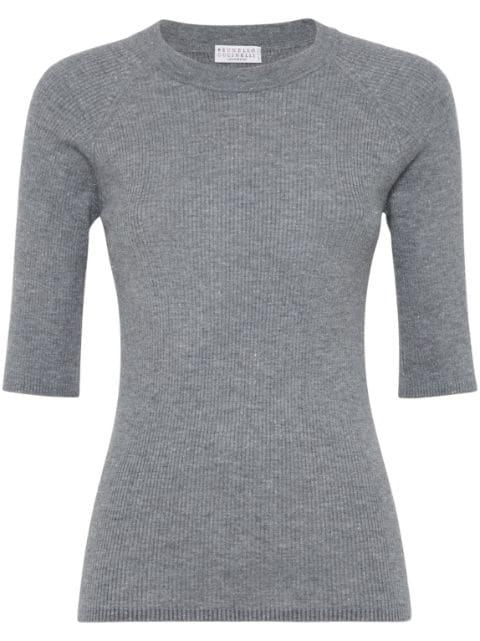 ribbed speckle-knit top by BRUNELLO CUCINELLI