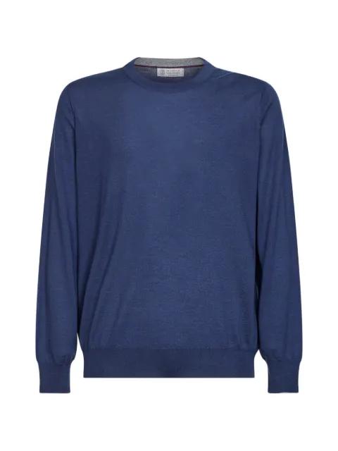 ribbed-trim crew-neck sweater by BRUNELLO CUCINELLI
