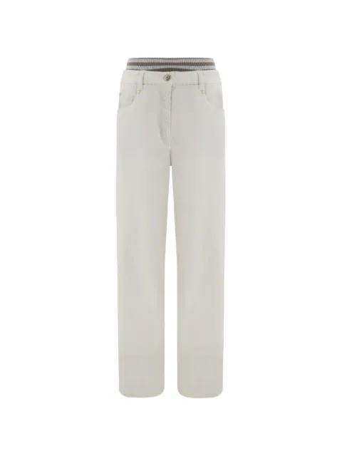 ribbed-waistband straight-leg trousers by BRUNELLO CUCINELLI