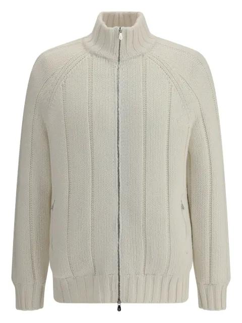 ribbed zip-front cashmere cardigan by BRUNELLO CUCINELLI