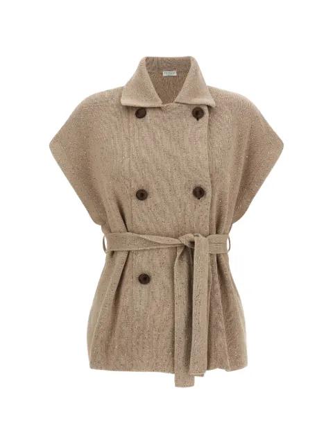 sequin-application double-breasted coat by BRUNELLO CUCINELLI
