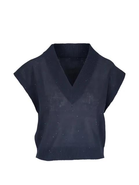 sequin-embellished V-neck sleeveless sweater by BRUNELLO CUCINELLI