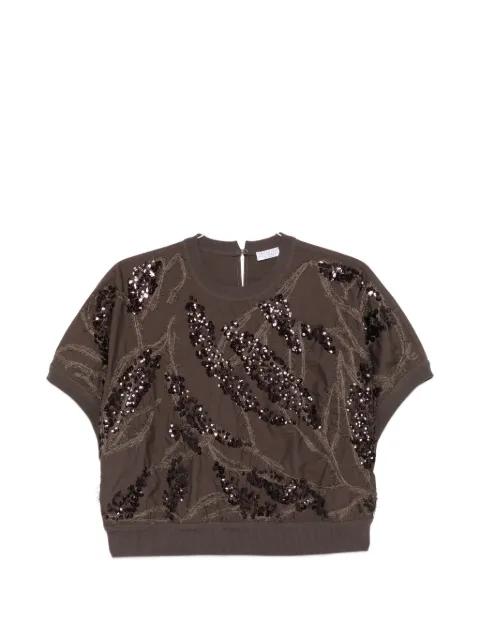 sequin-embellished embroidered top by BRUNELLO CUCINELLI