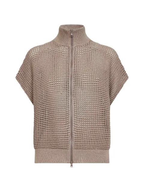 sequin-embellished net-stitch cardigan by BRUNELLO CUCINELLI