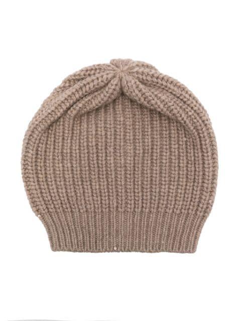 sequin-embellished ribbed-knit beanie by BRUNELLO CUCINELLI
