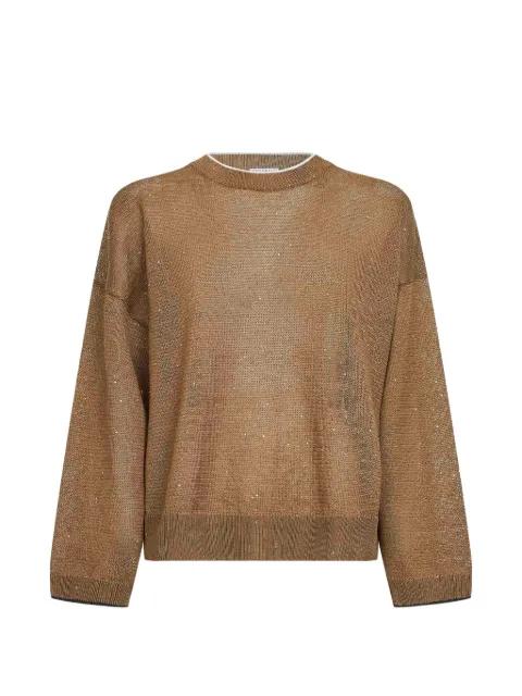 sequin-embellished ribbed-trim sweater by BRUNELLO CUCINELLI