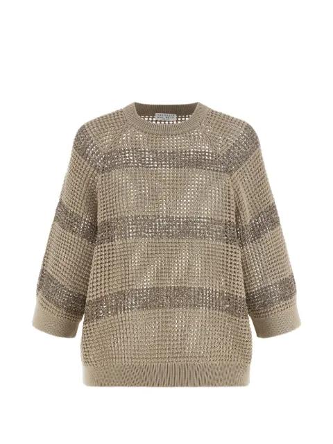 sequin-embellished striped sweater by BRUNELLO CUCINELLI