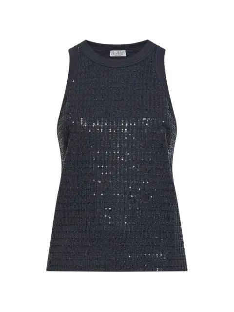 sequin-embroidered racerback top by BRUNELLO CUCINELLI