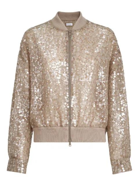 sequin-embroidery bomber jacket by BRUNELLO CUCINELLI
