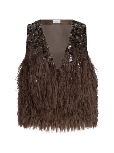 sequin fringed vest by BRUNELLO CUCINELLI
