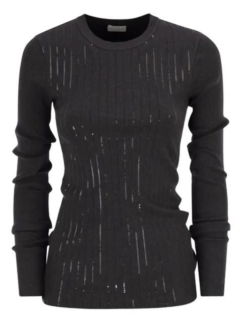 sequin-stripe T-shirt by BRUNELLO CUCINELLI