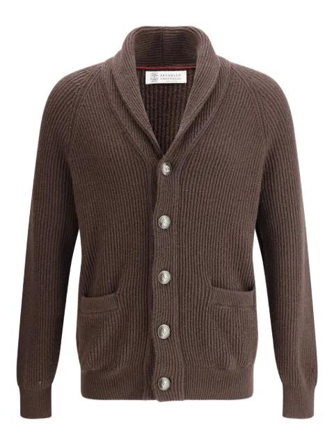 shawl-lapel ribbed cardigan by BRUNELLO CUCINELLI