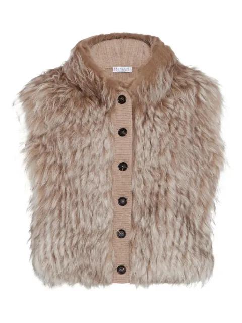 shearling button gilet by BRUNELLO CUCINELLI