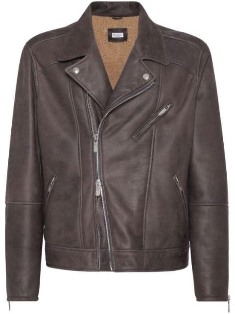 shearling-lined leather jacket by BRUNELLO CUCINELLI