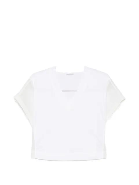 sheer-panel V-neck T-shirt by BRUNELLO CUCINELLI