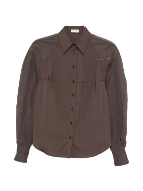 sheer-panel long-sleeve shirt by BRUNELLO CUCINELLI