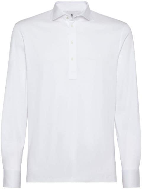 shirt-sleeved cotton-blend polo shirt by BRUNELLO CUCINELLI