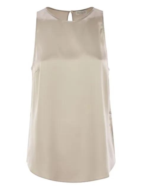silk-satin sleeveless blouse by BRUNELLO CUCINELLI