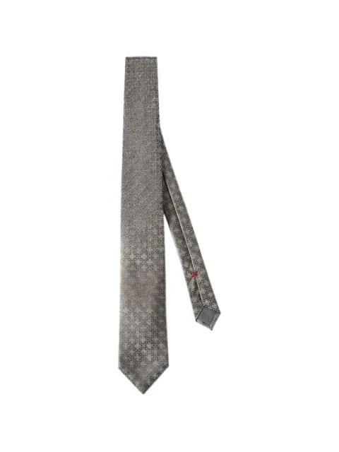silk tie with geometric floral pattern by BRUNELLO CUCINELLI