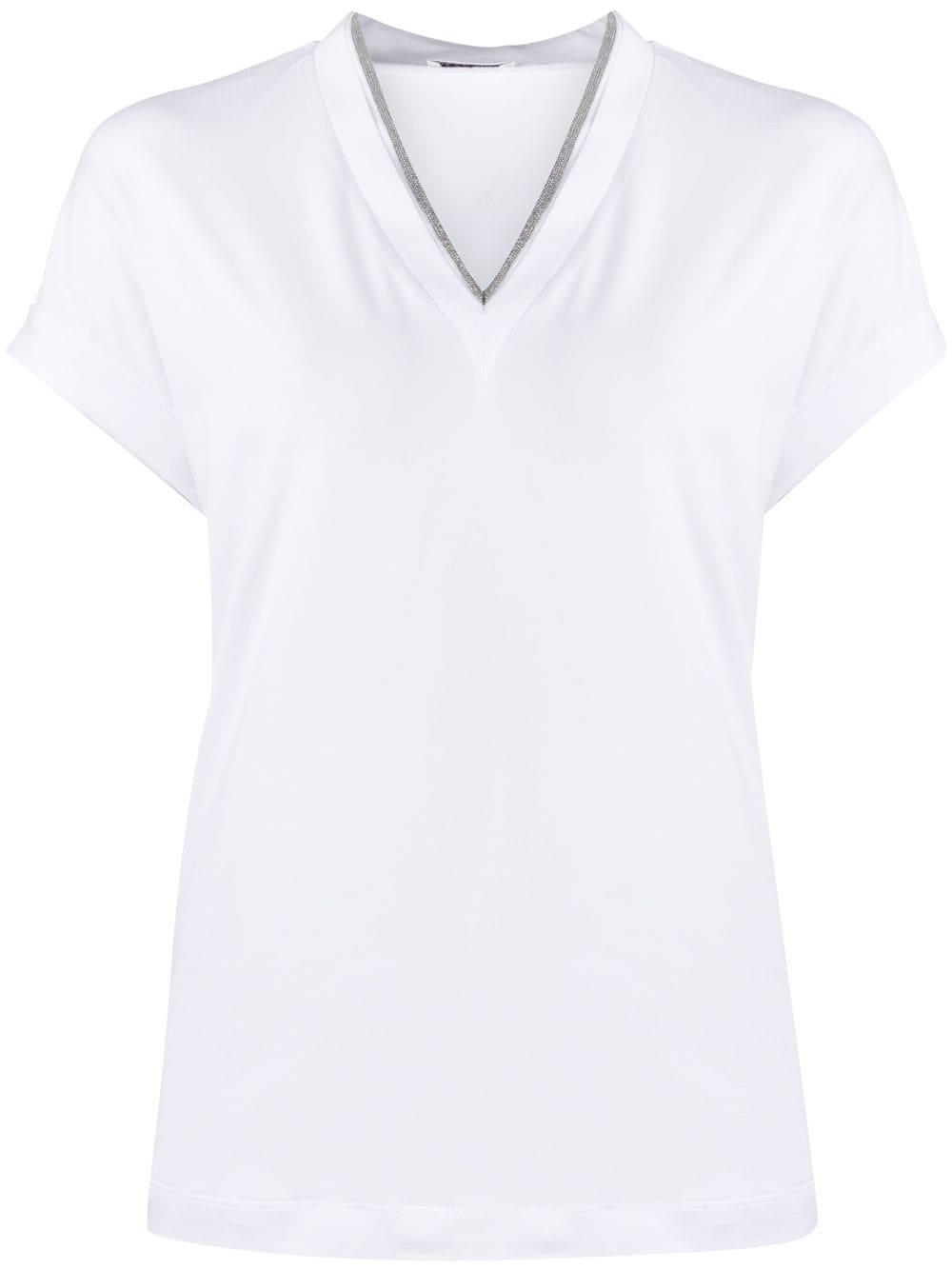 silvery trim V-neck T-shirt by BRUNELLO CUCINELLI