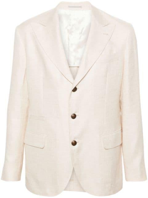 single-breasted linen blend blazer by BRUNELLO CUCINELLI