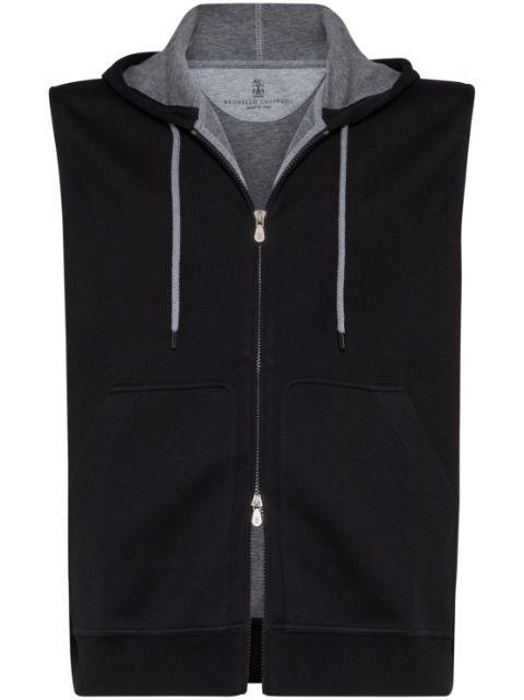 sleeveless zipped hoodie by BRUNELLO CUCINELLI