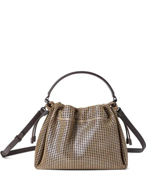 small sparkling monili leather tote bag by BRUNELLO CUCINELLI