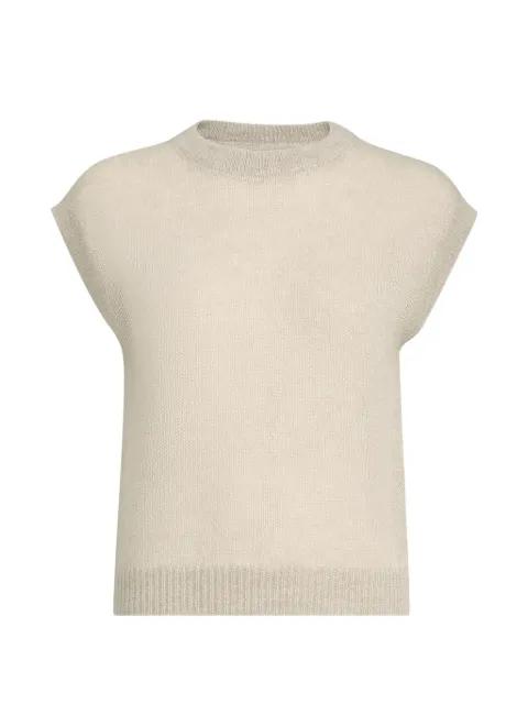 sparkling mohair and wool knit T-shirt with monili by BRUNELLO CUCINELLI