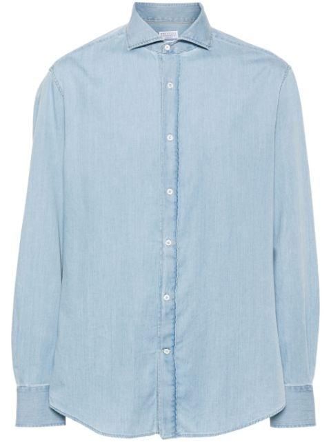 spread-collar cotton shirt by BRUNELLO CUCINELLI