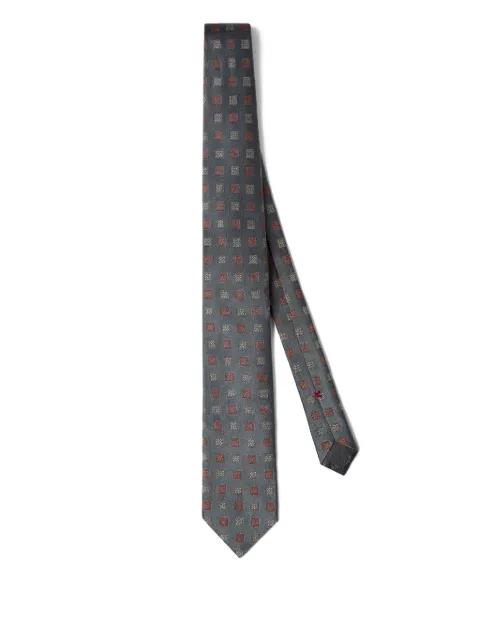 square-patterned silk tie by BRUNELLO CUCINELLI