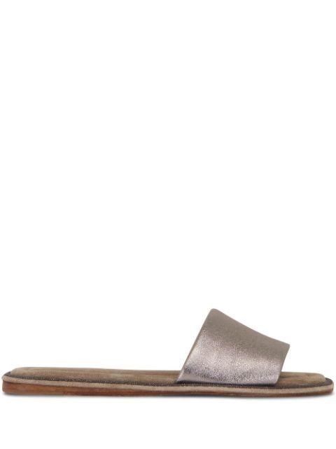 square-toe leather flat sandals by BRUNELLO CUCINELLI