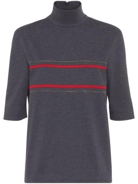 stripe-detail cotton top by BRUNELLO CUCINELLI