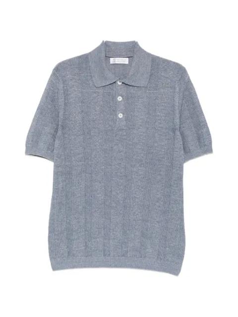 stripe-knit polo shirt by BRUNELLO CUCINELLI