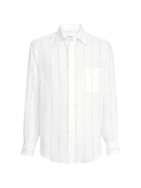 stripe-pattern chest-pocket linen shirt by BRUNELLO CUCINELLI