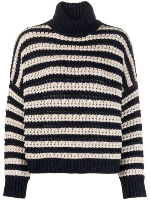 stripe-print turtleneck jumper by BRUNELLO CUCINELLI