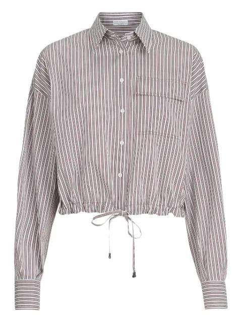 striped Monili-detail poplin shirt by BRUNELLO CUCINELLI
