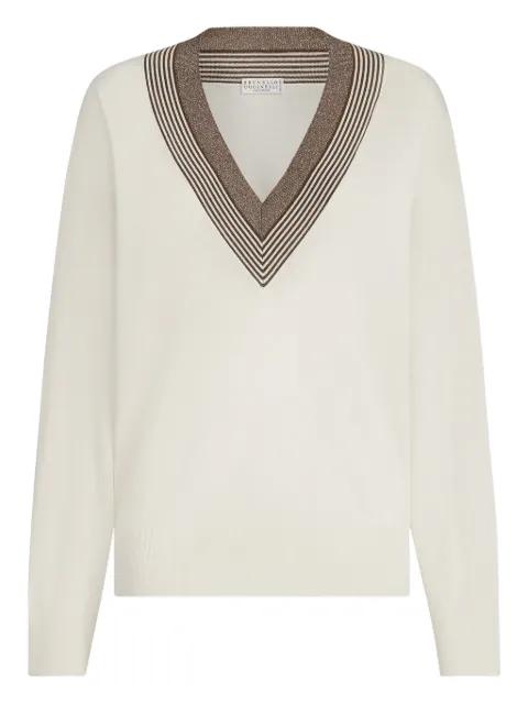 striped V-neck sweater by BRUNELLO CUCINELLI