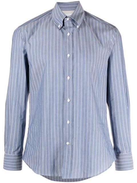 striped button-up cotton shirt by BRUNELLO CUCINELLI