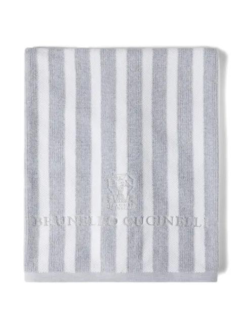 striped embroidered cotton beach towel by BRUNELLO CUCINELLI