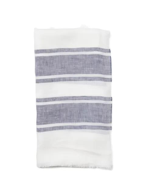 striped frayed-edge linen scarf by BRUNELLO CUCINELLI