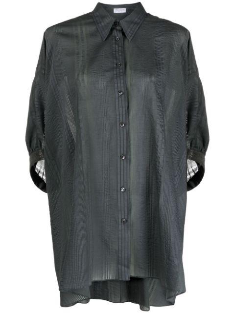 striped half-sleeve draped shirt by BRUNELLO CUCINELLI