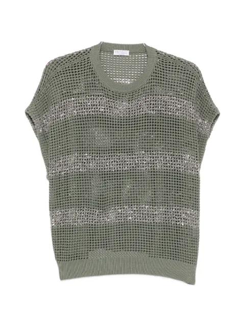 striped open knit top by BRUNELLO CUCINELLI