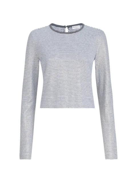 striped-pattern lamé top by BRUNELLO CUCINELLI