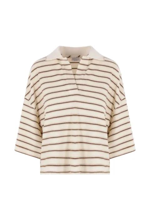striped-pattern polo top by BRUNELLO CUCINELLI