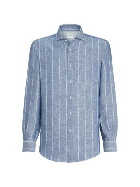 striped spread-collar shirt by BRUNELLO CUCINELLI