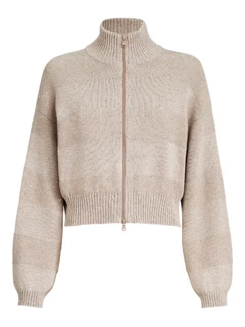 striped zip cardigan by BRUNELLO CUCINELLI