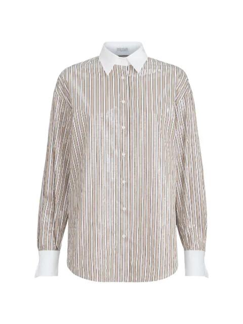 stripes collared cotton shirt by BRUNELLO CUCINELLI