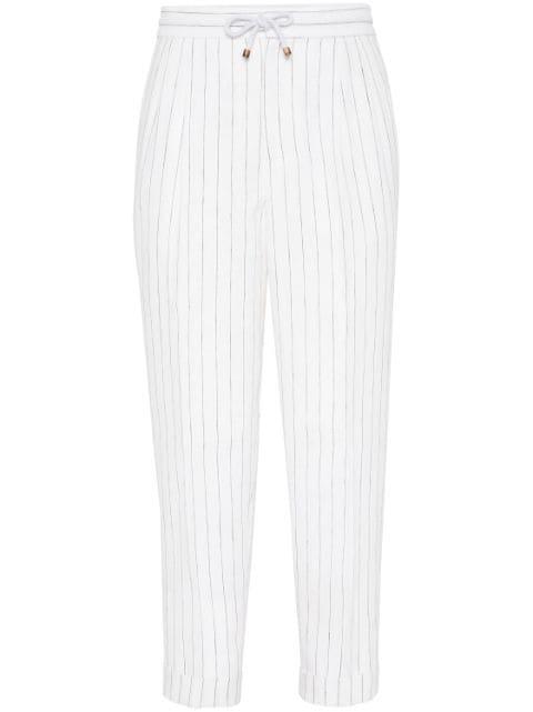 tapered-leg striped linen trousers by BRUNELLO CUCINELLI