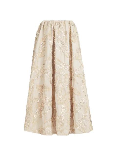 techno cotton poplin skirt with dazzling seabed embroidery by BRUNELLO CUCINELLI