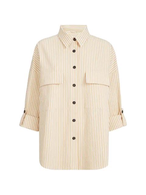 techno-cotton striped seersucker shirt with monili by BRUNELLO CUCINELLI